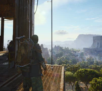 On the balcony, place the flag and complete the quest.