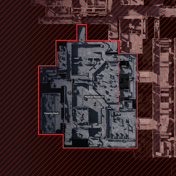 The area included for the trial extends beyond the in-game indicated area of Medical Research shown by the dotted line