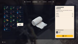 In-game crafting menu