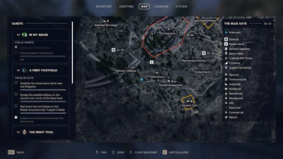 Map showing the location of the comms terminal near Olive Grove.